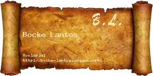 Bocke Lantos névjegykártya